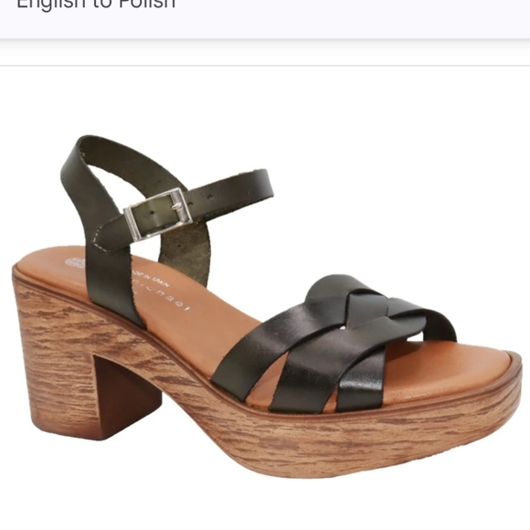 NWT.Eric Michael Heidi Black Leather Sandals